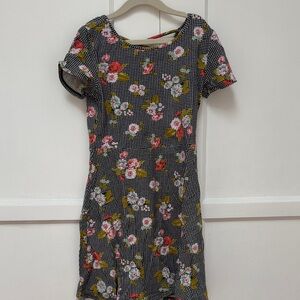 Floral Kids Dress - Black and Pink